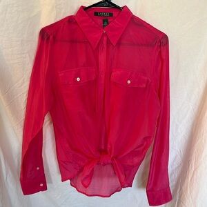 RALPH LAUREN HOT PINK COTTON BLOUSE